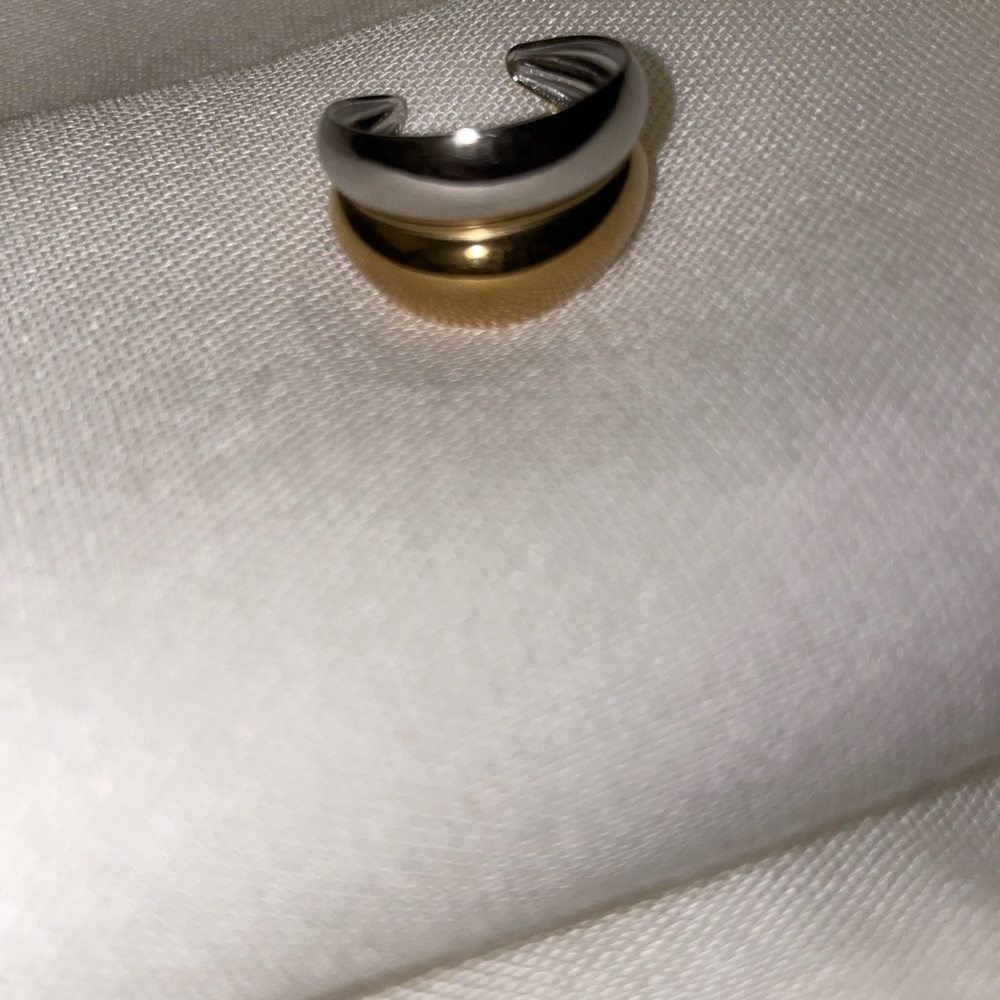 Delicate Two-Tone Gold & Silver Open Ring | 18K Gold-Plated - Picture 10 of 10